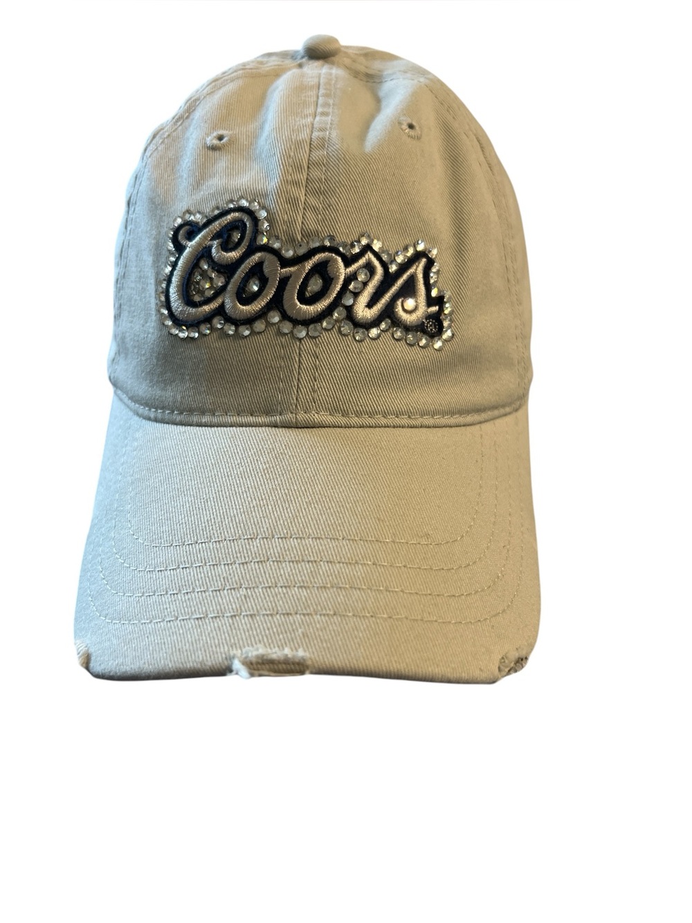 Coors Sportgear 100% Cotton Ball Cap with Navy Trim and Silver Rhinestones